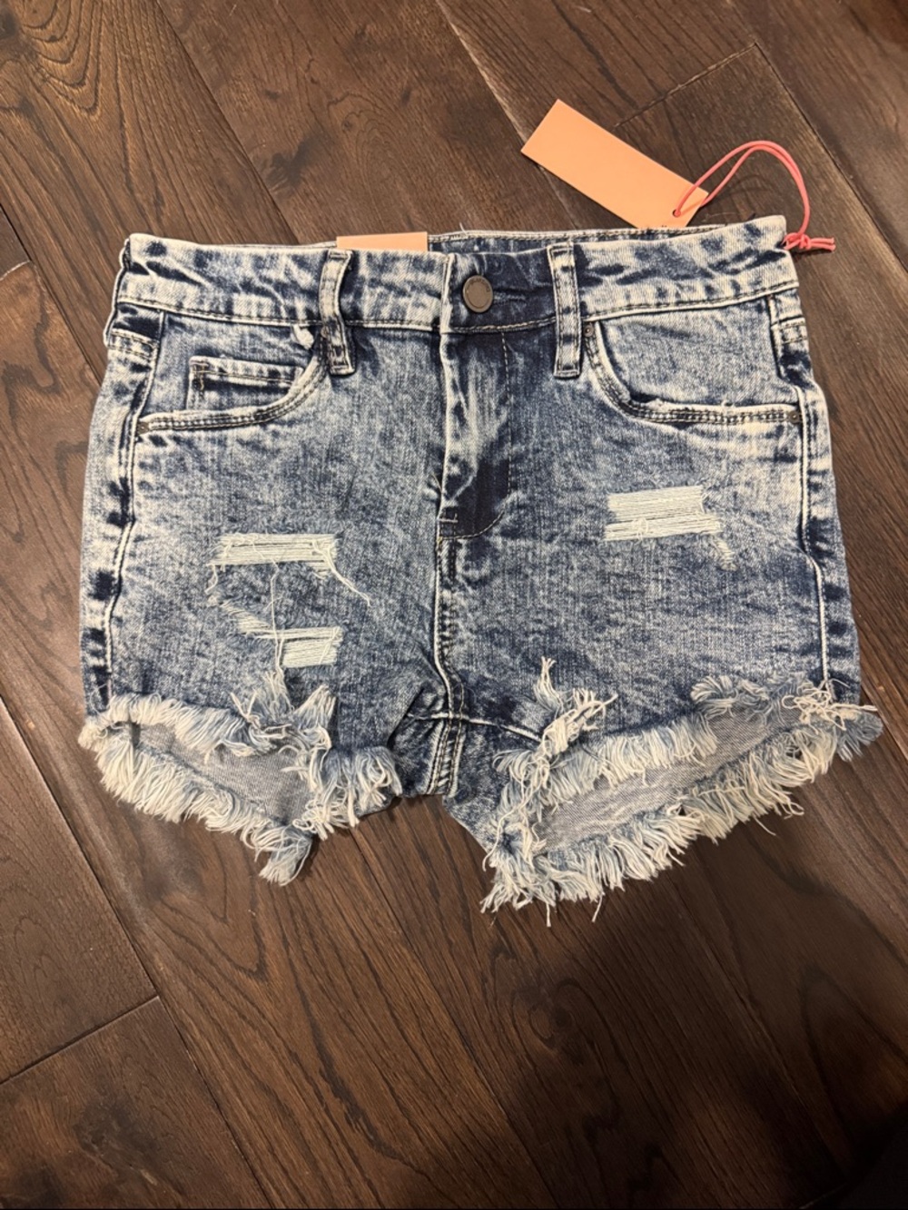 Blank NYC Acid-Wash Distressed Denim Shorts - Light Blue